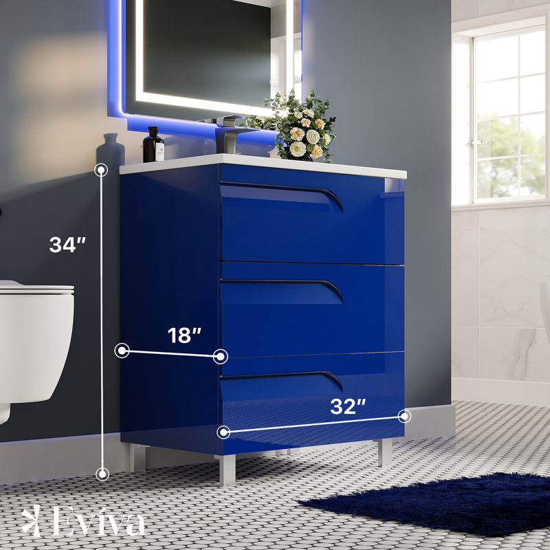 Meuble-lavabo simple avec dessus de meuble-lavabo Alberthe 32