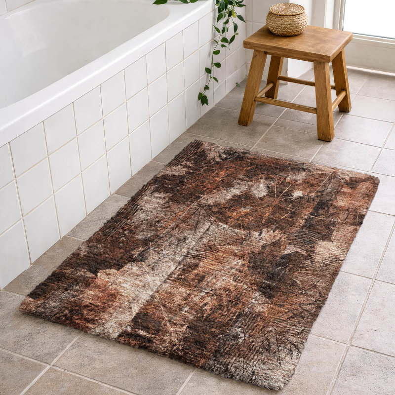 Tapis floral à poils longs de qualité supérieure lavable à la machine ADS560, Paprika, 2 pi 6 po x 3 pi 10 po