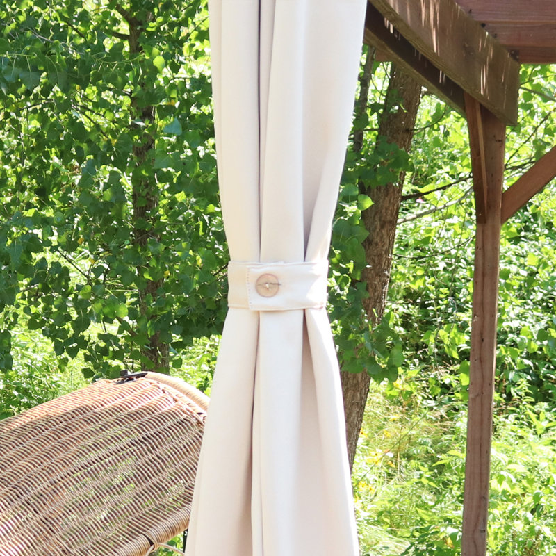 Kayenta Modern Beige Indoor or Outdoor Room-Darkening Curtain Pair - 52" x 107.5", 52" W x 107.5" L
