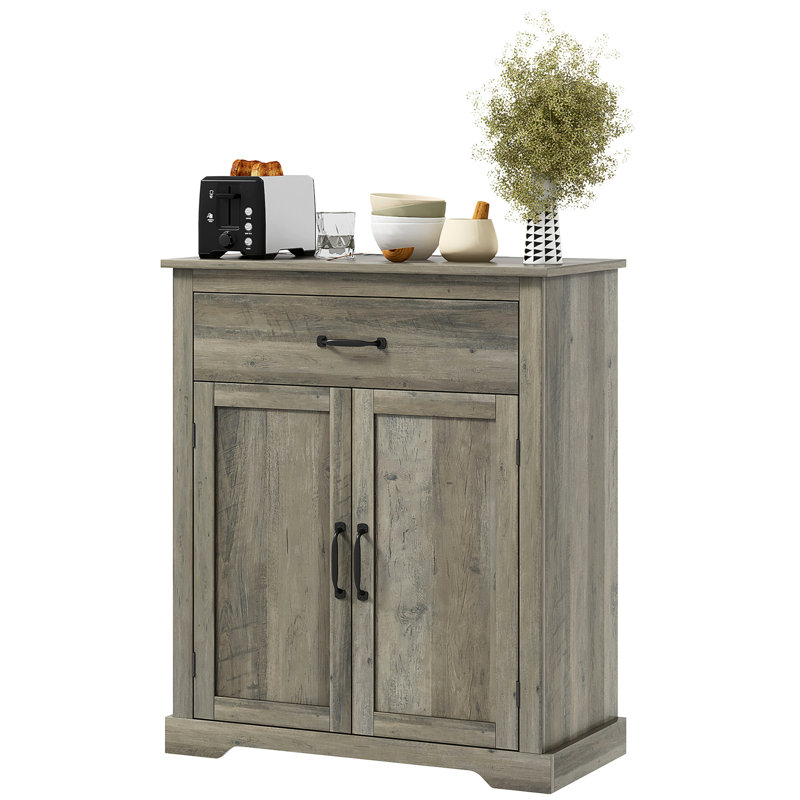 Buffet Buffet de style moderne gris avec tiroir et tablettes réglables