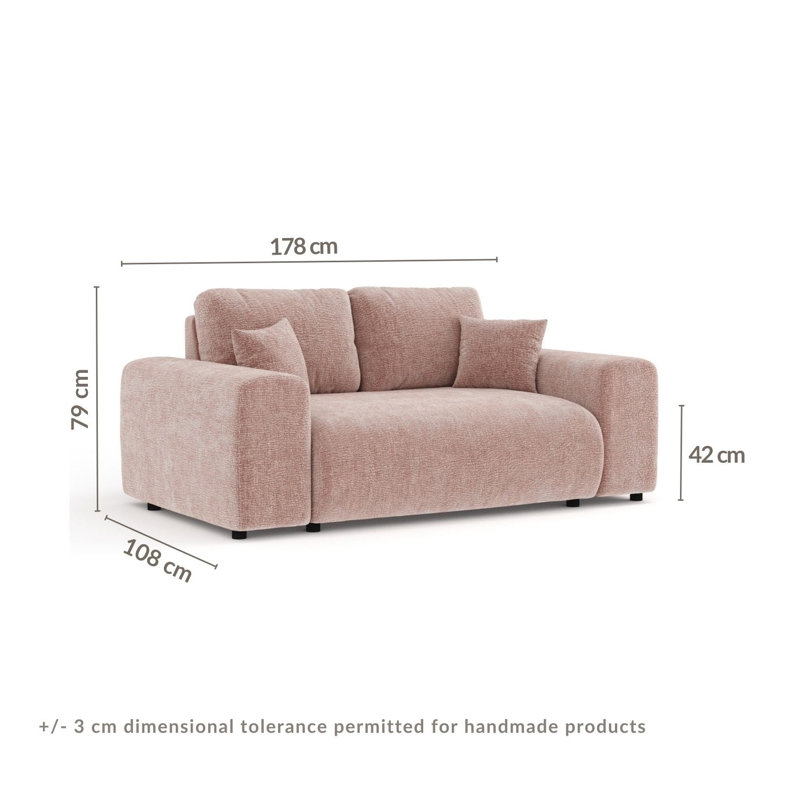 Two-seater square arms loveseat sofa, Green