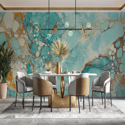 Turquoise Gold Marble Luxury Wall Mural