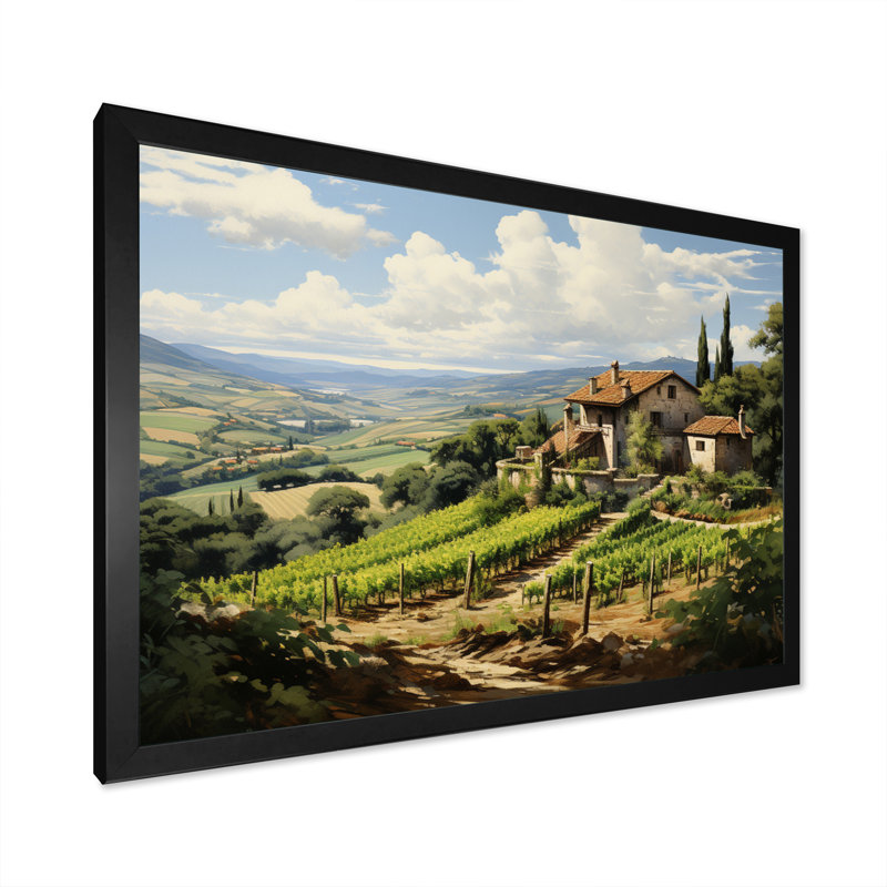Vineyard Country Charm Serene - Imprimé, H 12 po x l 20 po x P 1 po, Cadre simple noir