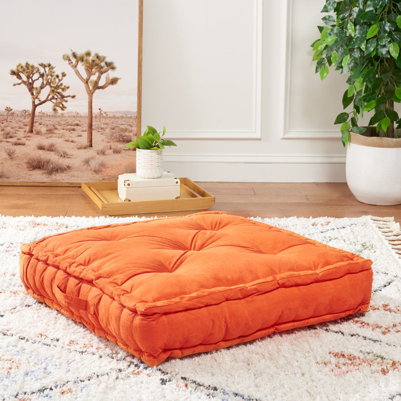 Gardenia Floor Pillow, Orange, 25" H x 25" W