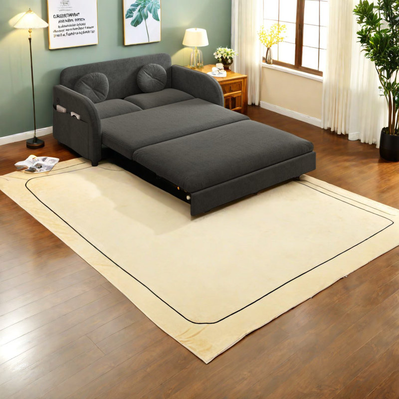 Compact Convertible Sleeper Sofas, Chenille Upholstery, Modern Style For Small Spaces
