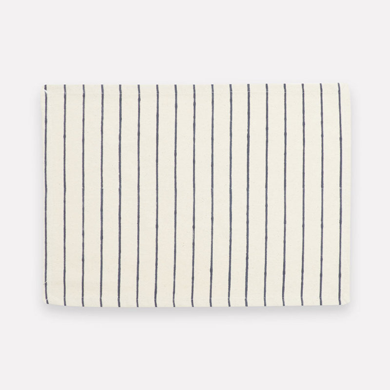 Stripe Block Print Napkins, Navy, 13" x 18", Striped