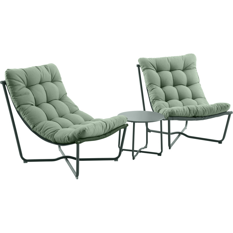 Clermont Anthracite Outdoor Lounging Set, Moss Green