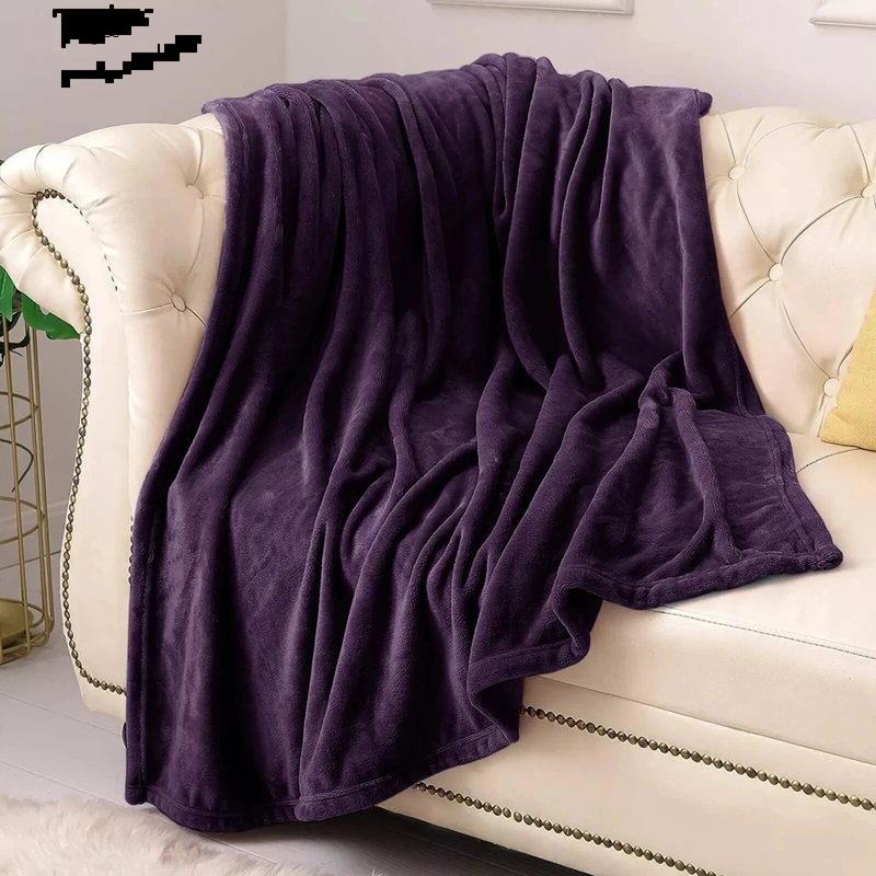 Plain Weave / Muslin Throw Blanket, 200cm W x 240cm L, Purple