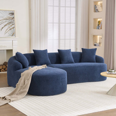 L-Shape Sectional Sofa With Curved Chaise, Wider Armrests, Deeper Seat For Comfortable Relaxation In Living Room