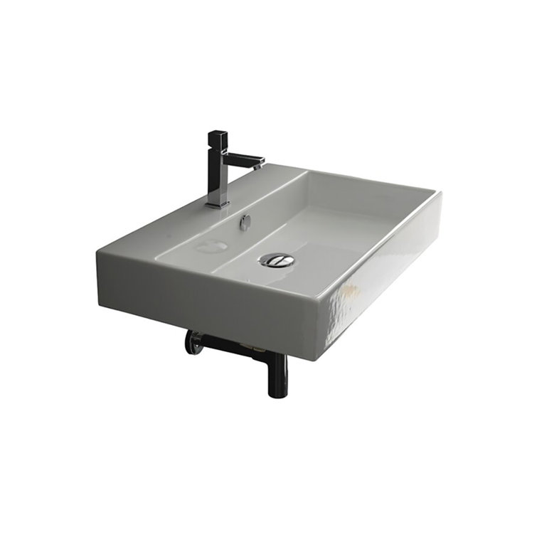 WS Bath Collections Unlimited 17.7'' Ceramic Rectangular Bathroom Sink with Overflow