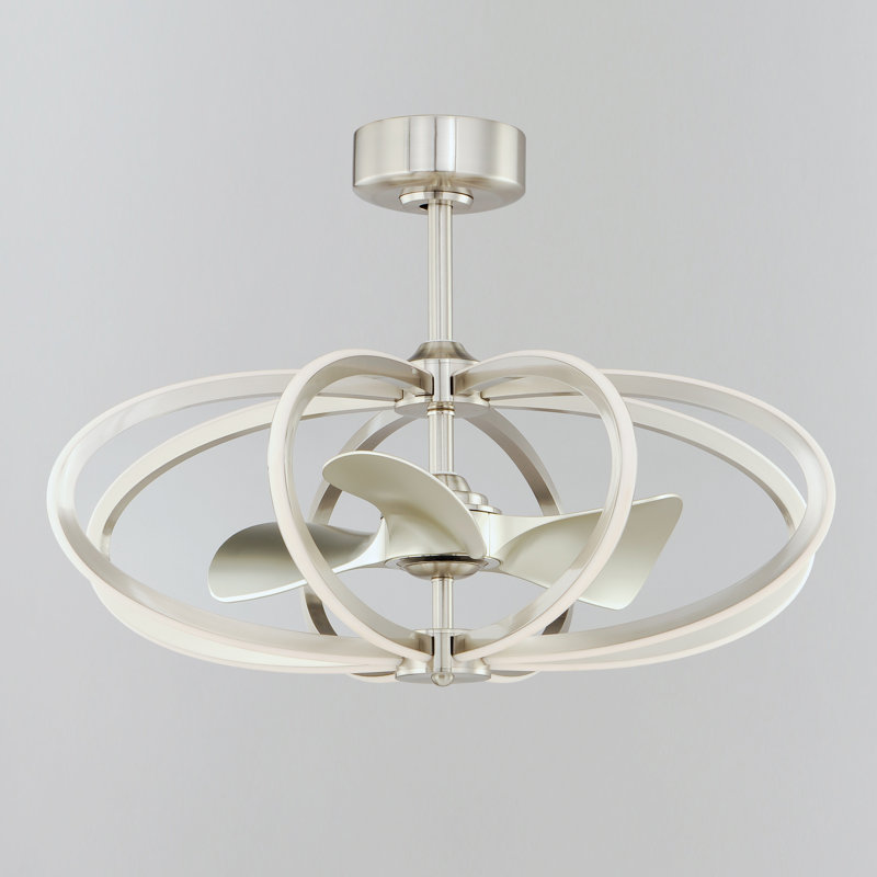 Ventilateur de plafond lustre intelligent à DEL à 3 pales de 30 po avec télécommande et ensemble d'éclairage inclus