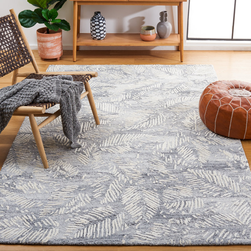 Tapis floral gris / ivoire Willowbrook, Rectangle 8 pi x 10 pi