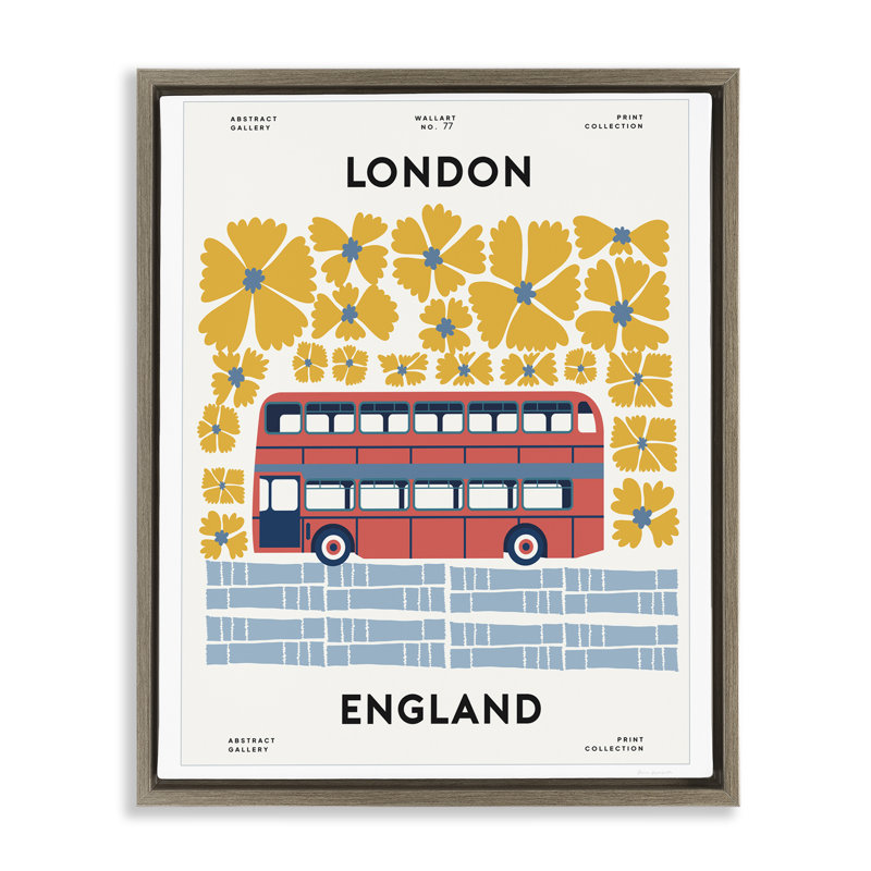 Cadre flottant Groovy London Bus, design par Omar Escalante, H 21 po x l 17 po, Cadre flottant orme Montalcino