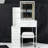 29.2" Small Size Left Bedside Cabinet Vanity Table + Cushioned Stool, Large Sliding, Touch Control, Tri-Color Switching, Brightness Adjust LED Mirror, High Capacity Storage, Suitable For Small Space-1291556552
