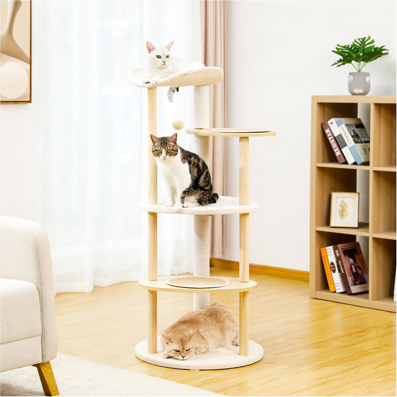 Overlooking Wooden 5-Level Indoor Cat Tower