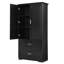 Tall Bathroom Storage Cabinet With Two Doors, Drawers, And Adjustable Shelf For Efficient Organization In Black MDF