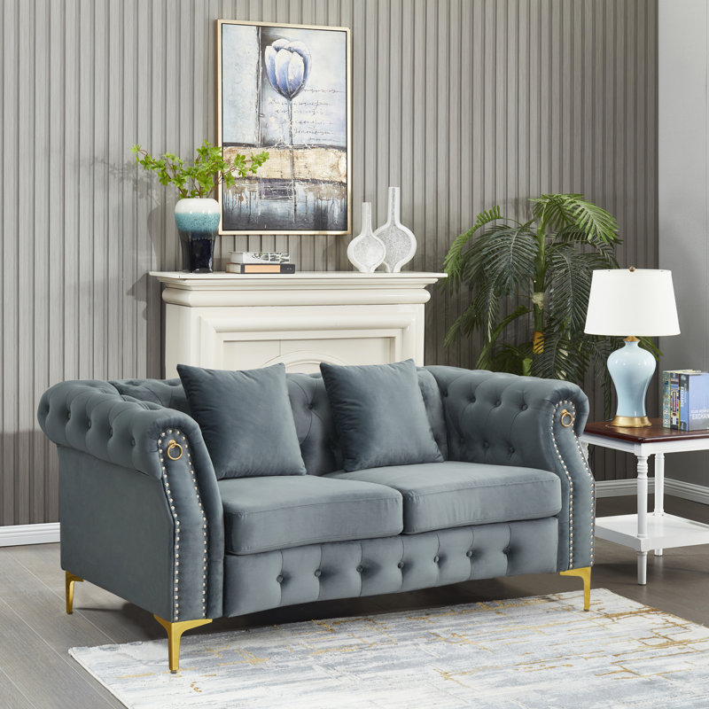 Frotten 65'' Velvet Loveseat, Grey