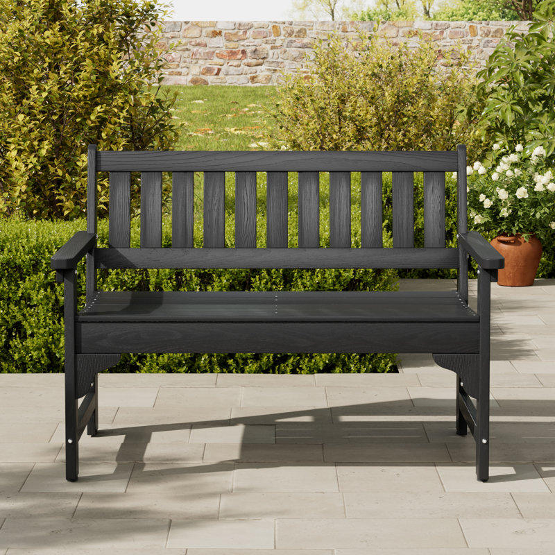 Grand banc d'extérieur en PEHD Driton, Noir