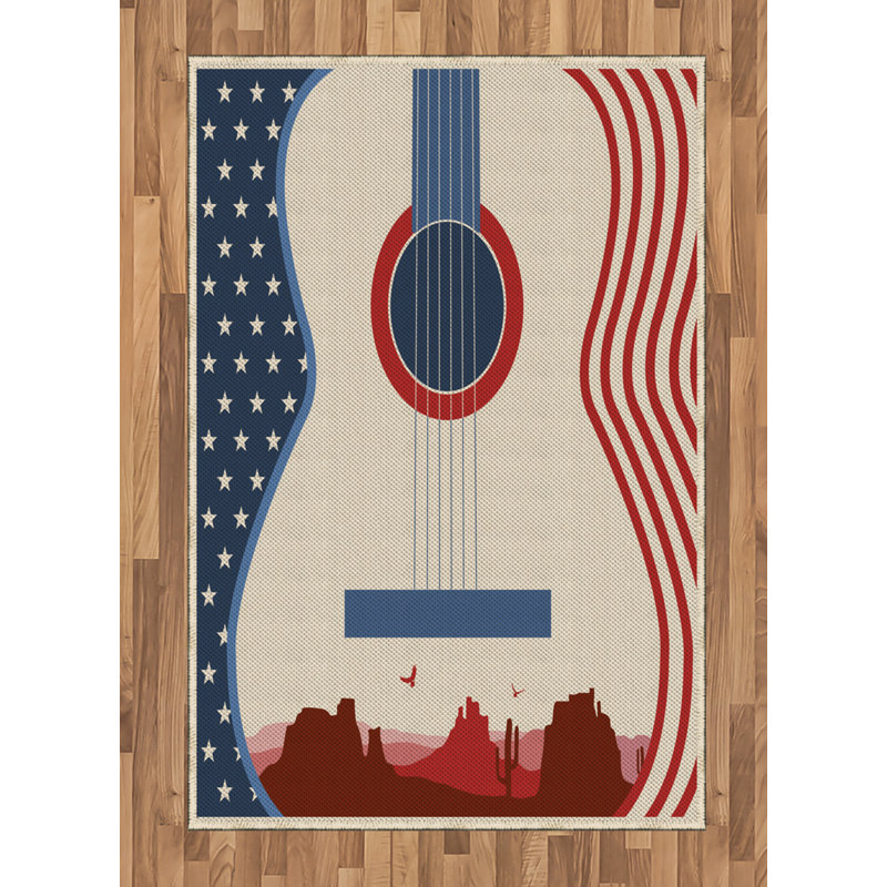 Music American High Density Long Fiber Poly Threads Decorative Area Rug Carpet, Rectangle 4' x 5'8"