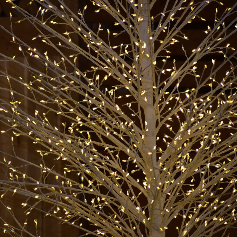 Birch Tree with Warm White LED Lights, 82" H x 19.2" L x 19.2" D, White