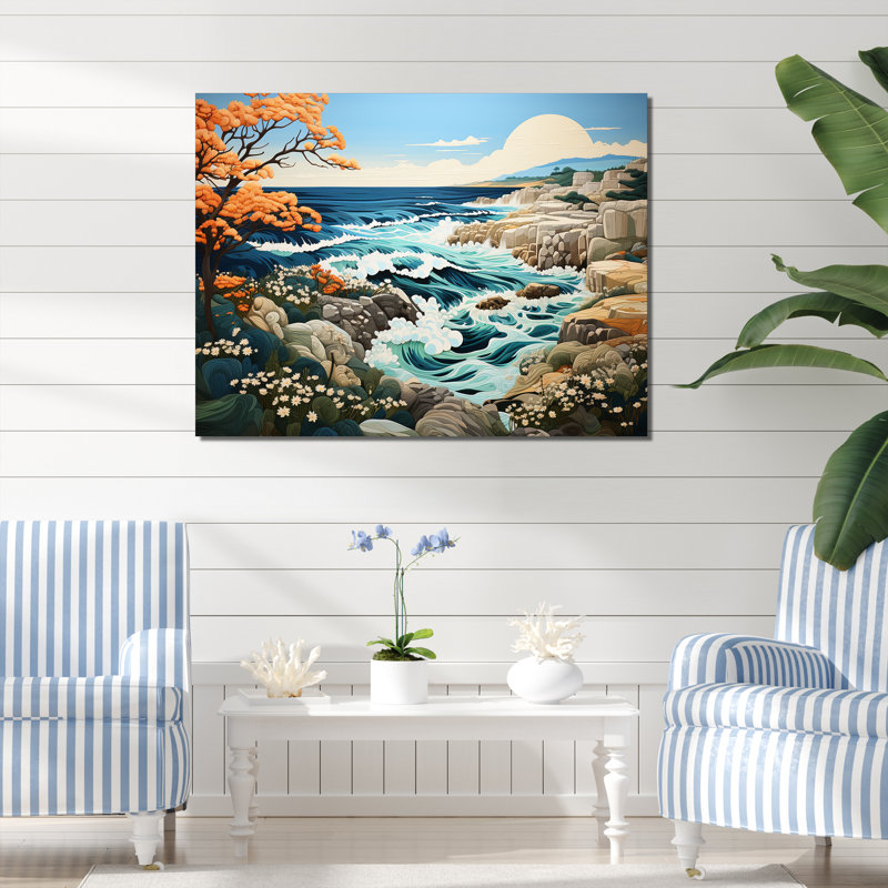Paysage de plage sauvage III sur toile, Toile tendue, H 34 po x l 44 po x P 1,5 po