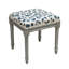 Tabouret de coiffeuse en lin bleu marine à imprimé guépard et finition grise vieillie-795684107-795684106