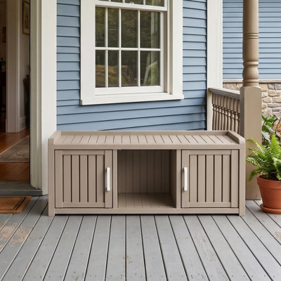 Armoire de rangement pour chaussures à 2 portes pour patio avec tablette ouverte