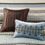 Édredon 7 pièces bleu grand - motif géométrique complexe, 100% brossé, avec jupe de lit, coussins décoratifs pour imprimés élégants, rembourrage inclus-120264861-120264864