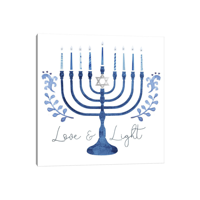 «Indigo Hanukkah» par Victoria Borges, impression sur toile tendue, H 12 po x l 12 po x P 0,75 po