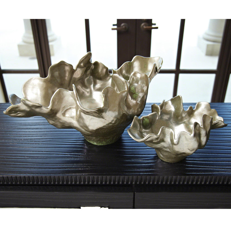 Meteor Decorative Bowl, Small (6.5'' H x 13'' W x 7.75'' D), Silver Haze