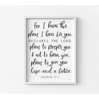 The Plans I Have For You, Framed Bible Jeremiah 29:11 Poster Print, Catholic Classroom Wall Art, Bible Verse Poster, Large Biblical Decor