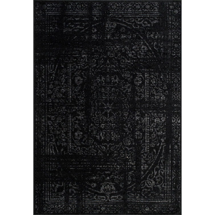 Adetoun Traditional Power Loom Performance Black/Grey Rug