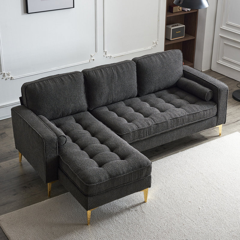 Canapé modulaire rembourré 85,83 po, Bouclé gris foncé