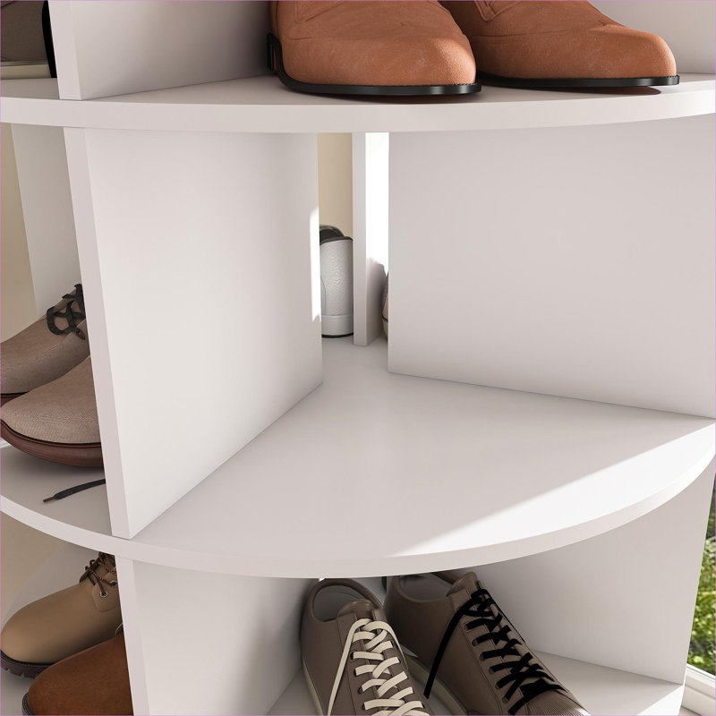 Entryway and Closet 6-Tier 360 Degree Rotating Free Standing Shoe Organizer Rack, Holds Up To 24 Pairs, Clean White Plastic