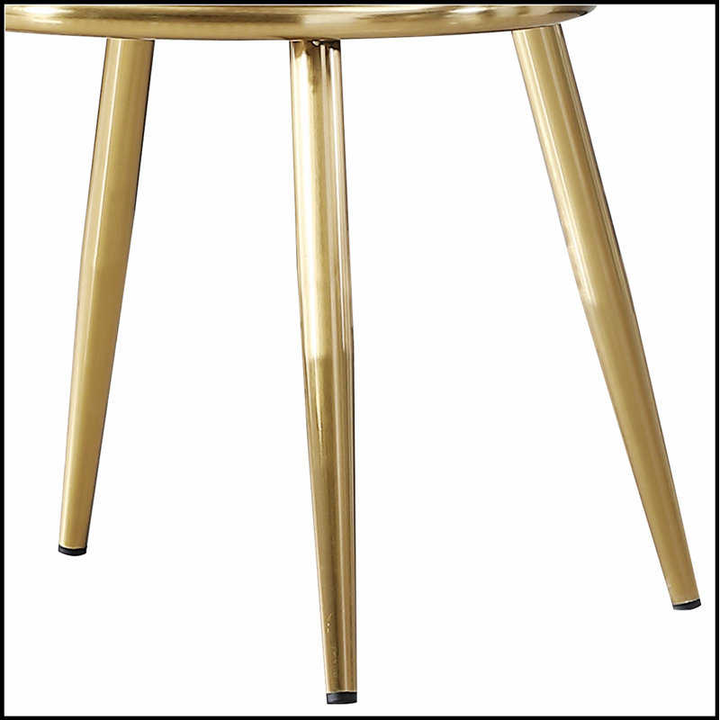Ensemble de 2 chaises de salle à manger modernes en cuir de polyuréthane, pieds en métal doré pour un siège élégant et confortable dans la cuisine ou la salle à manger