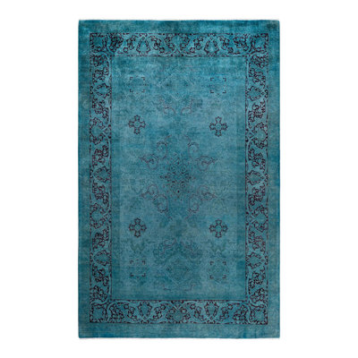 Tapis unique bleu / gris / brun foncé de 6 pi 1 po x 9 pi 7 po Overyed