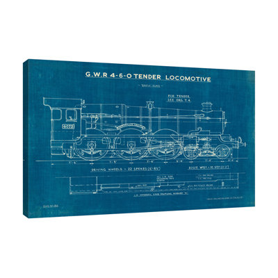 «Locomotive Blueprint I» par Wild Apple Portfolio - impression sur toile tendue