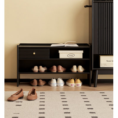 Modern Solid Wood Double Shoe Storage Bench