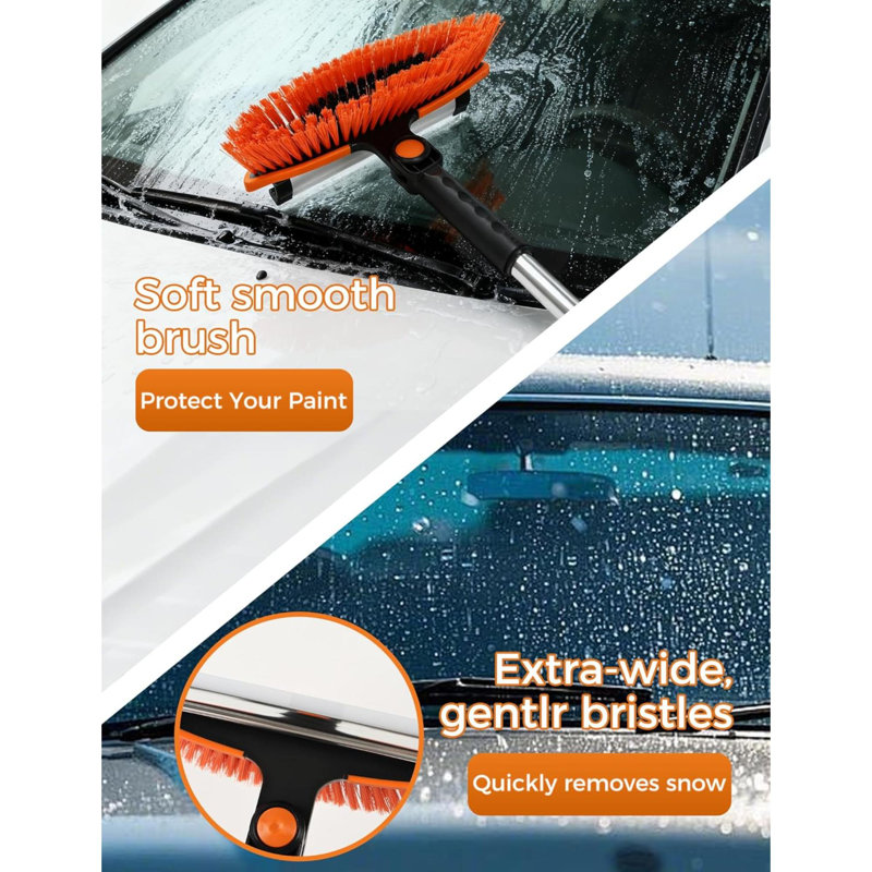 41" Extendable Ice Scrapers For Car Windshield 2-In-1 Snow Brush For Car Snow Scraper For Car Snow Scraper And Drush With Ergonomic Foam Grip For Cars, Trucks, Suvs With 360� Pivoting Brush Head