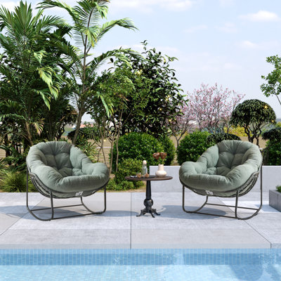 Chaise berçante d'extérieur rembourrée Serkan