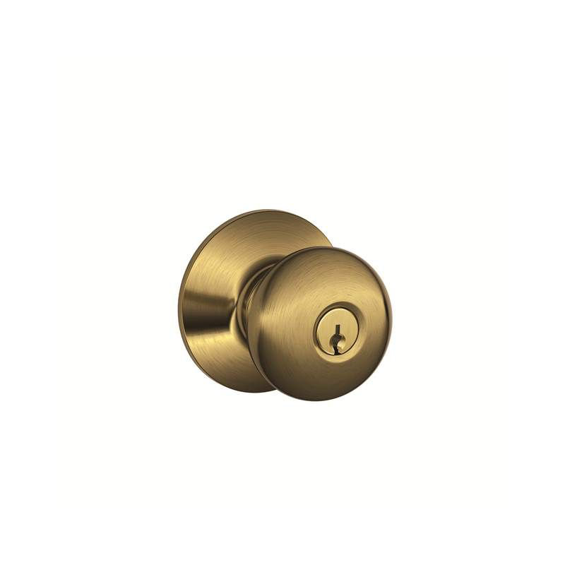 Complete Plymouth Entry Knob Set with Deadbolt, Antique Brass