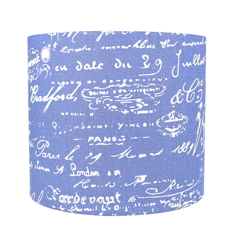 Abat-jour tambour en lin (Spider) en bleu, H 7 po x l 8 po x P 8 po