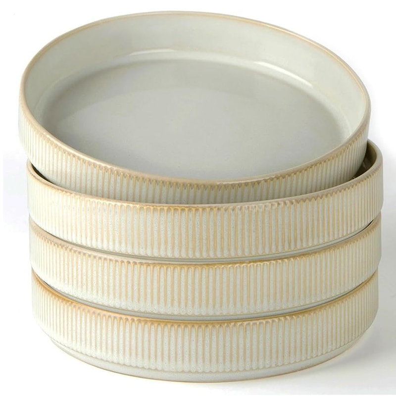Ensemble de bols à pâtes en grès (ensemble de 4), Cappuccino White