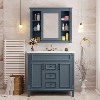 Meuble-lavabo 36 po avec lavabo supérieur et armoire à miroir