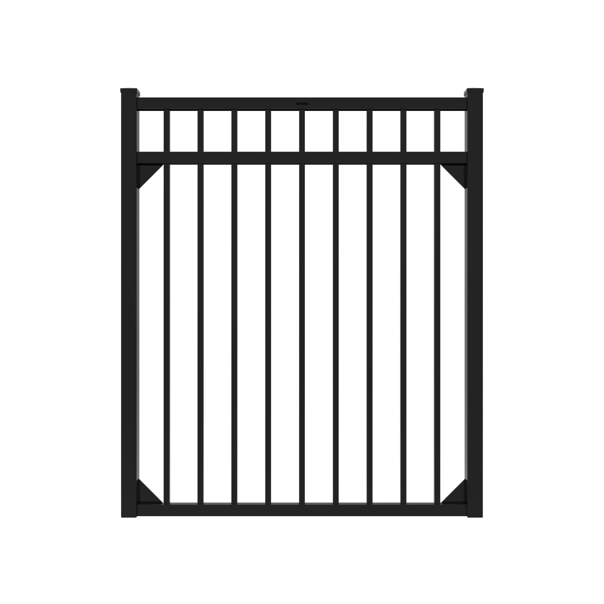 FORTRESS A2 4.5-ft H x 4-ft W Gloss Black Aluminum Flat Top and Bottom Design Walk Gate for Pool Application