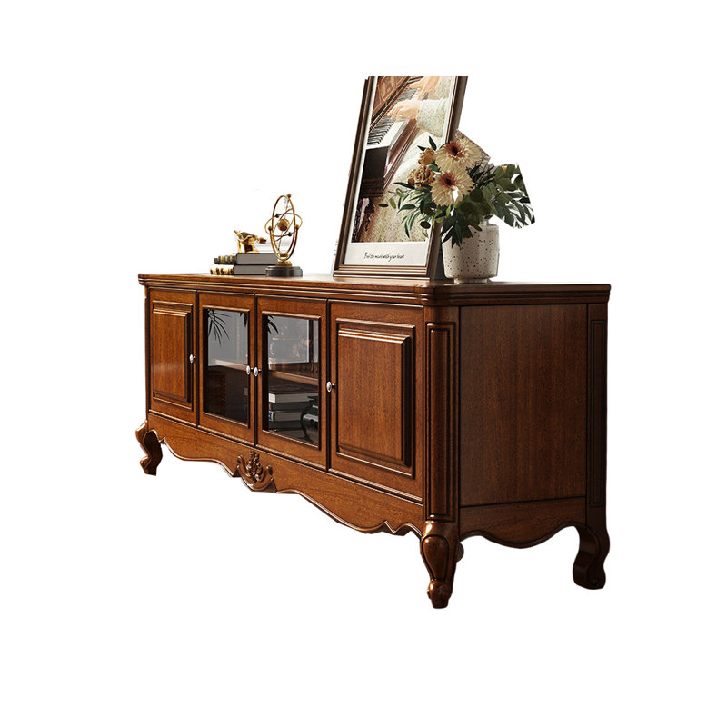 French retro TV stand, Reddish Brown