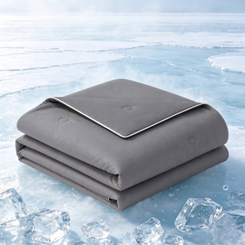 Édredon d'été rafraîchissant, courtepointe soyeuse, légère et respirante toutes saisons pour les dormeurs chauds avec technologie Q-Max 0,45, couverture de refroidissement grise régulatrice de température pour soulager la transpiration nocturne, disponible en grand