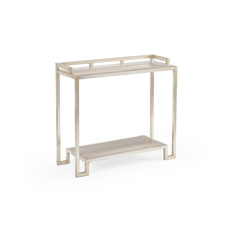 Wildwood Bogart 36'' Antique Silver Leaf and Natural Gray Stone Bar Stand