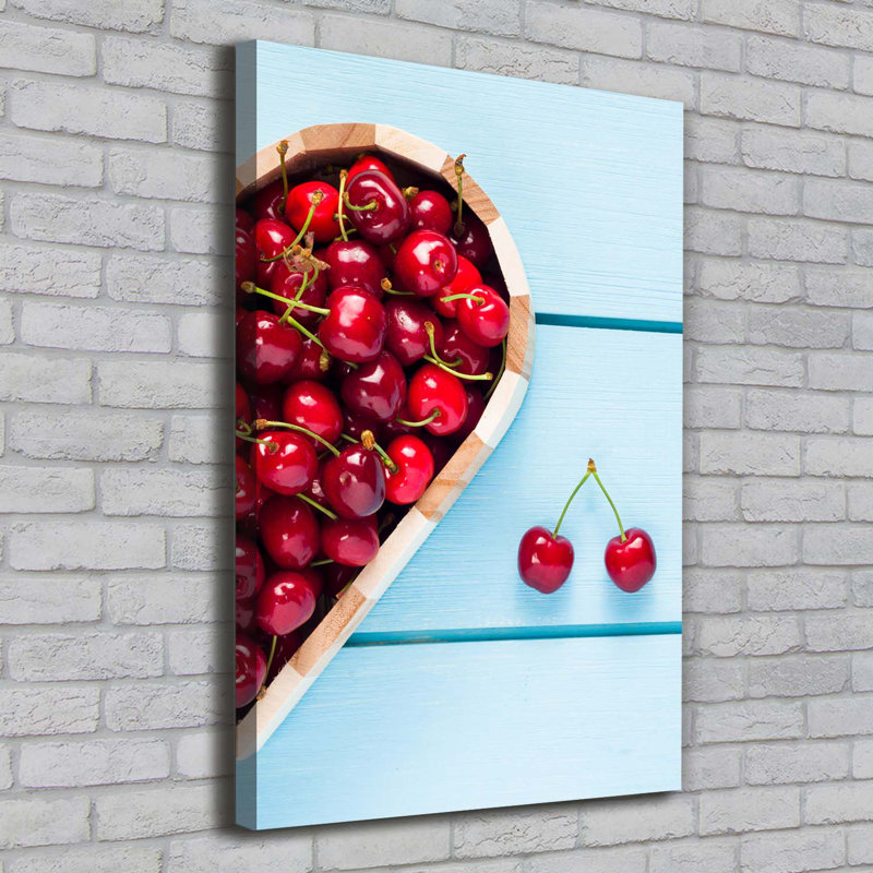 Cherries On Wood - Wrapped Canvas Print