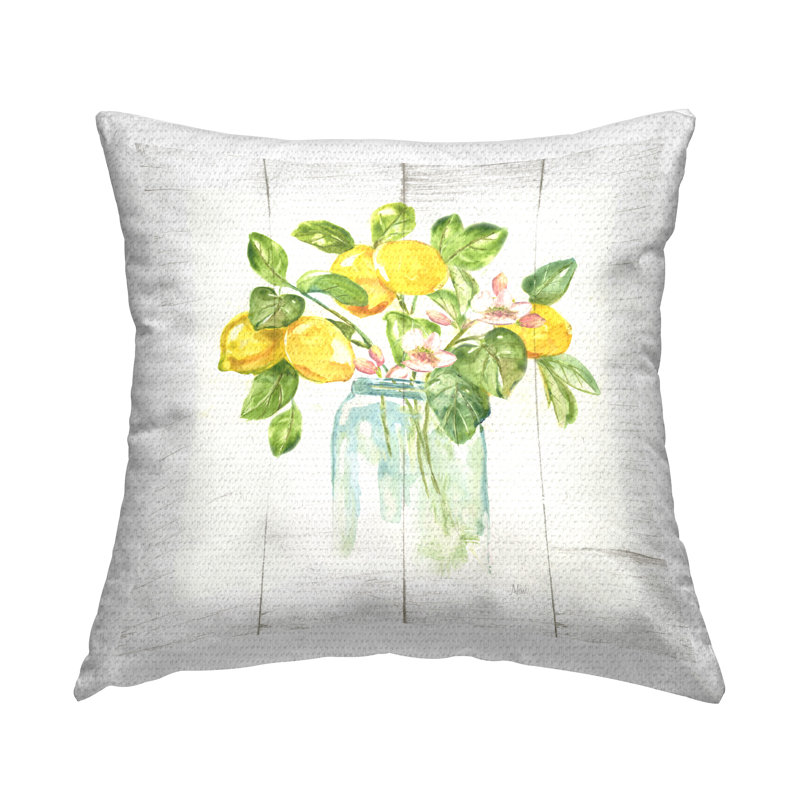 Coussin d'extérieur imprimé "Lemon Tree Flowers" par Nan
